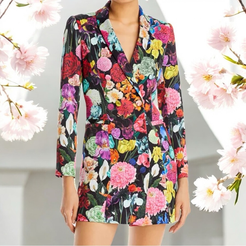Alice & Olivia NWT Floral Multicolor Blazer Dress sz 2 women’s retail $550 - Picture 2 of 7